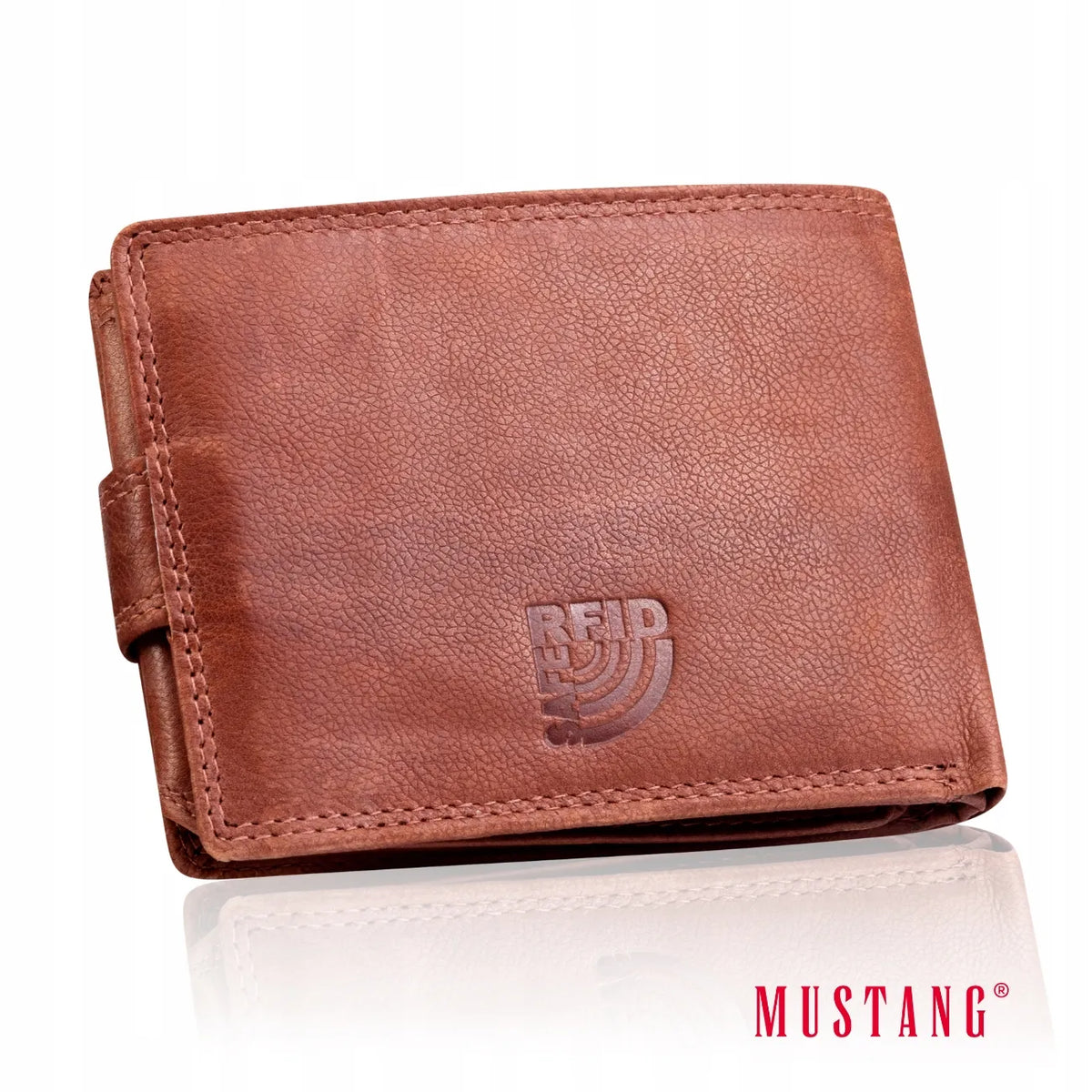 Vyriška ruda odinė piniginė „Mustang“ DENIMO WALLET
