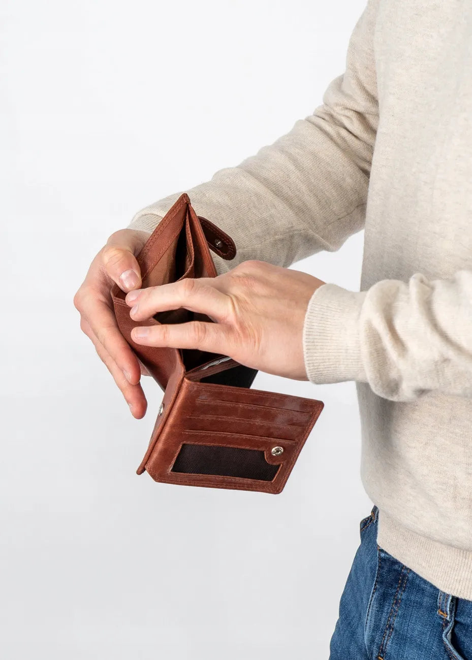 Vyriška ruda odinė piniginė „Mustang“ DENIMO WALLET