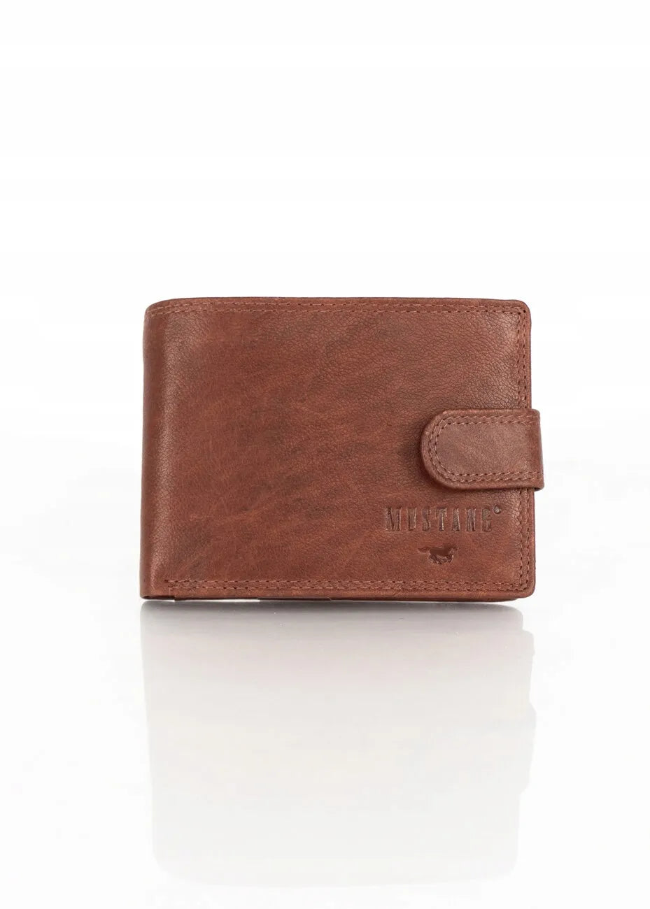 Vyriška ruda odinė piniginė „Mustang“ DENIMO WALLET