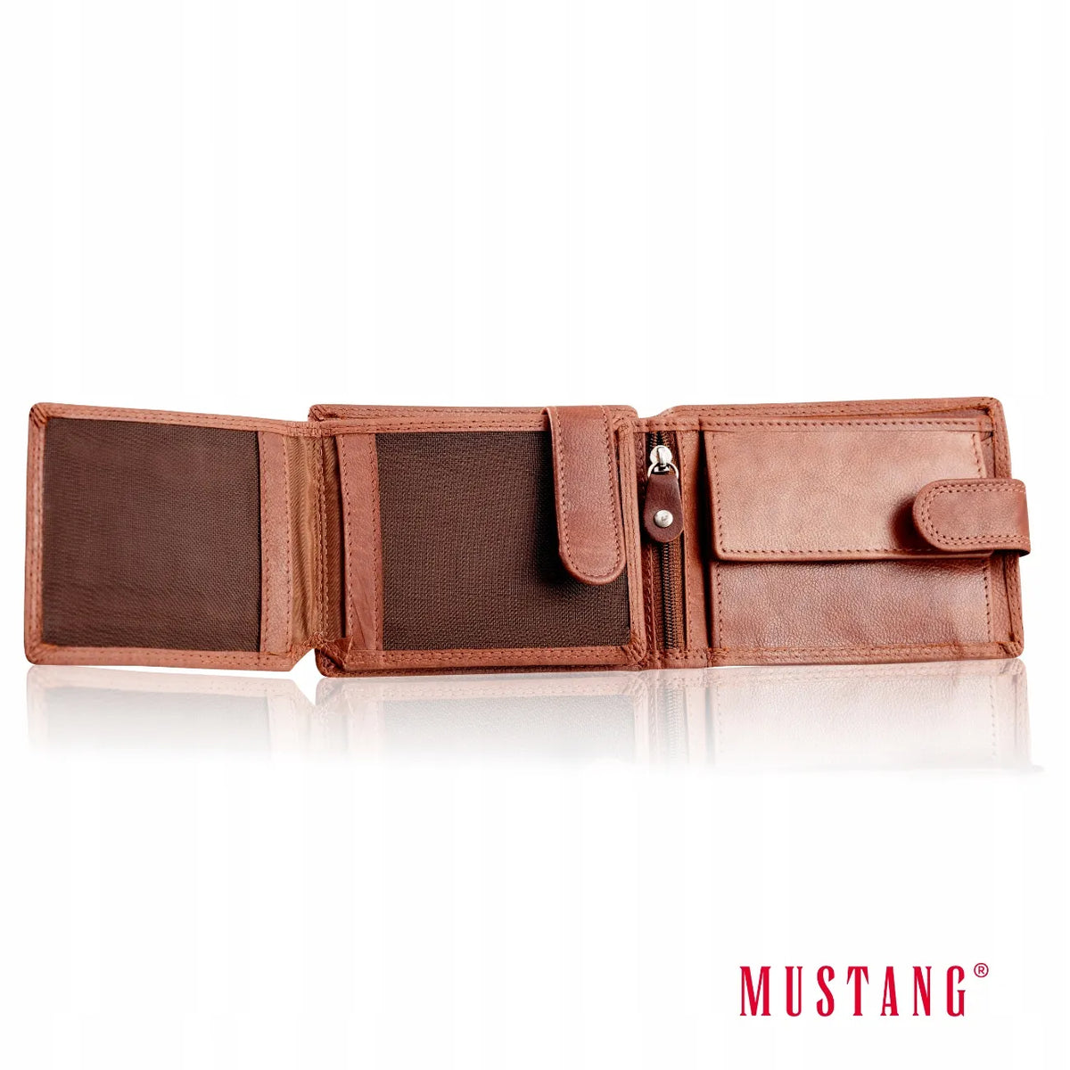 Vyriška ruda odinė piniginė „Mustang“ DENIMO WALLET