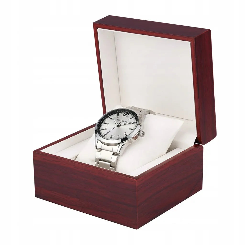 Vyriškas laikrodis Beltimore Urban Elegance BT02 sidabrinis su metaline apyranke ir dėžute