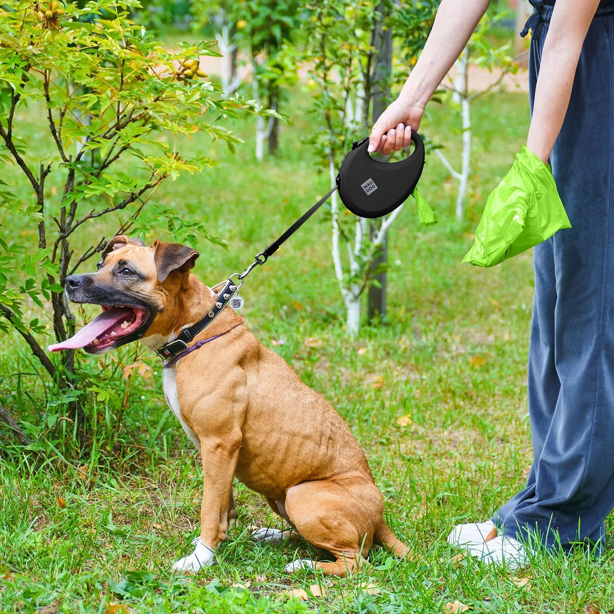 WAUDOG automatinis atspindintis šuns pavadėlis su maišelių laikikliu, S dydis, iki 12 kg