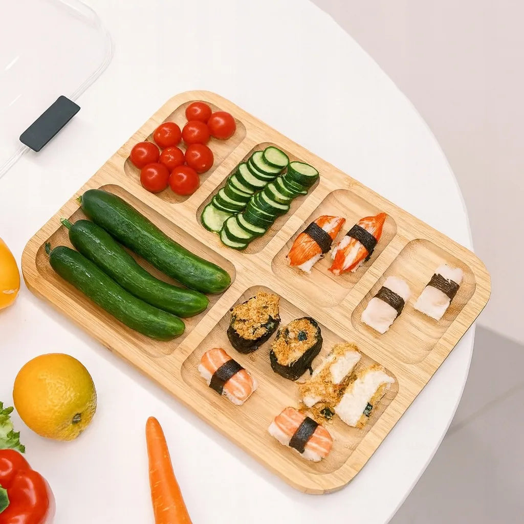 Wellhaus nešiojama bambukinė pjaustymo ir patiekimo lenta su dangčiu, XL