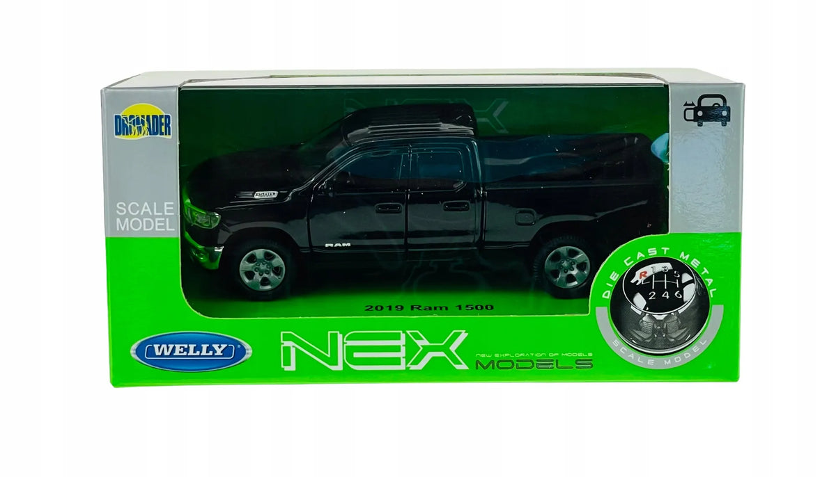 Welly 2019 m. juodas metalinis automobilio modelis „DODGE RAM 1500“, 1:34
