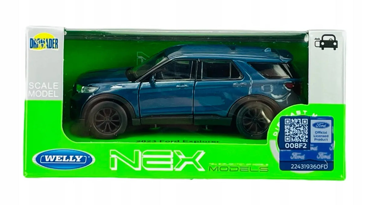 Welly 2023 Ford Explorer mėlynas metalinis modelis, 1:34