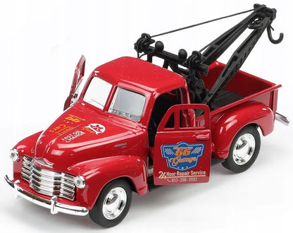 Welly Chevrolet Tow Truck 1953 metalinis modelis, 1:34–1:39, bordo spalvos klasikinis automobilis