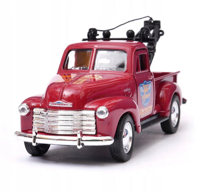 Welly Chevrolet Tow Truck 1953 metalinis modelis, 1:34–1:39, bordo spalvos klasikinis automobilis