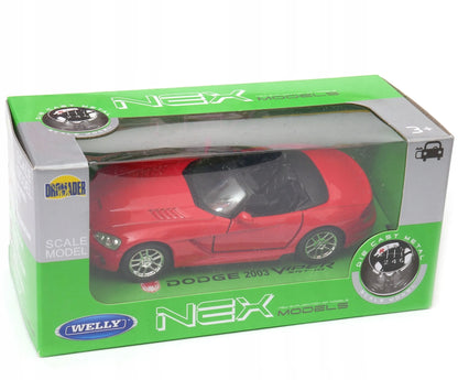 Welly „Dodge Viper SRT-10“ 2003, 1:34–1:39, raudonas