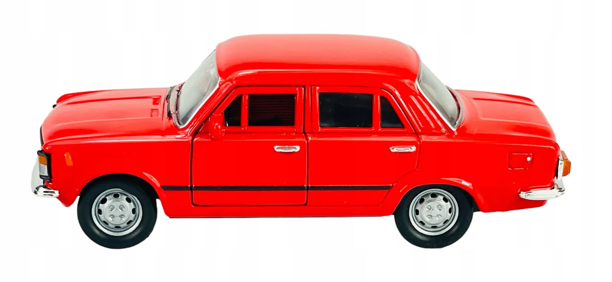 Welly Fiat 125p „Didysis Fiatas“, raudonas, 1:34, legendinis PRL laikotarpio metalinis modelis, naujas, 42399