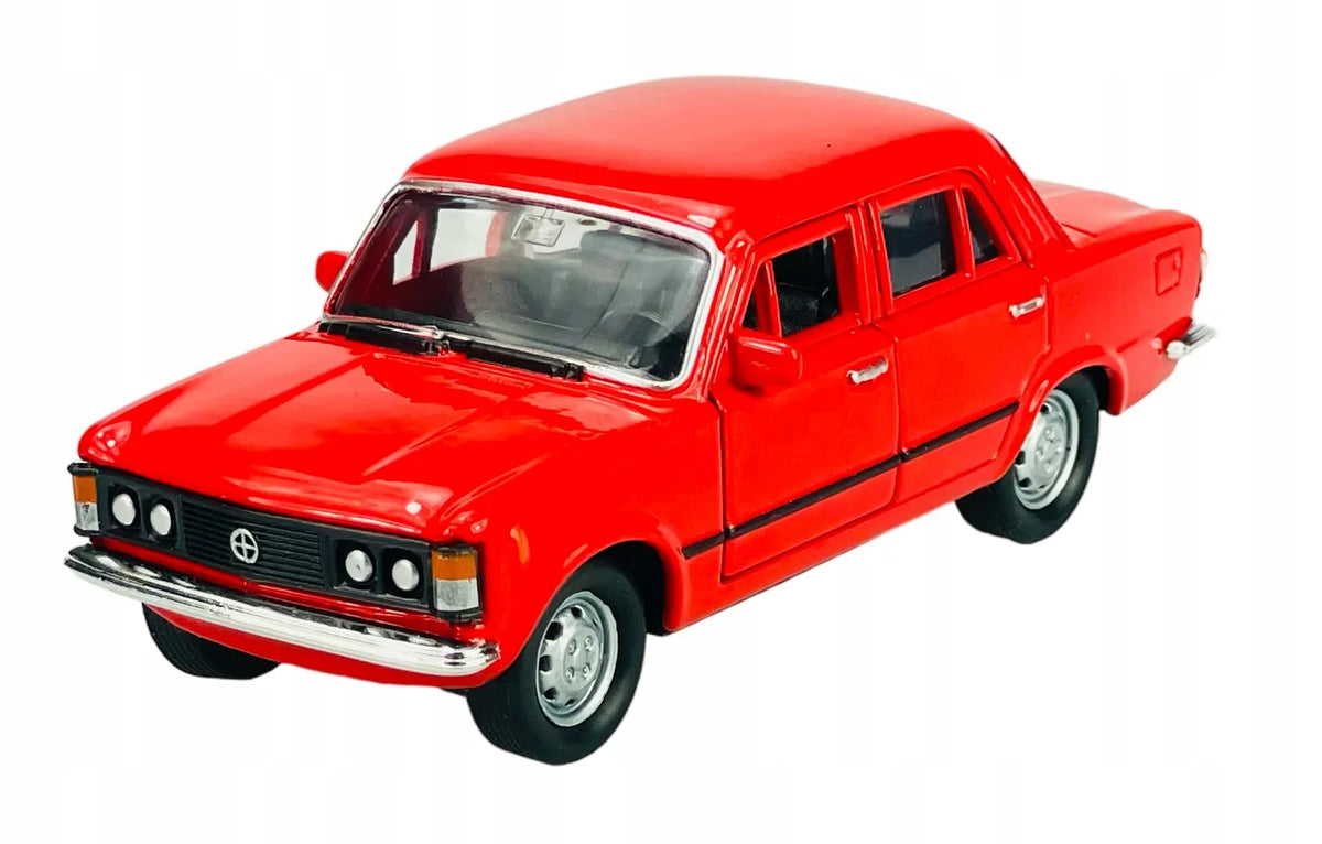 Welly Fiat 125p „Didysis Fiatas“, raudonas, 1:34, legendinis PRL laikotarpio metalinis modelis, naujas, 42399