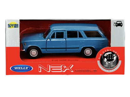 Welly FIAT 125P KOMBI mėlynas metalinis modelis, 1:34, PRL legendos, 43853