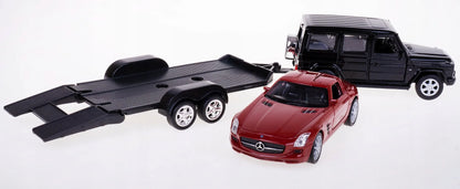 Welly MERCEDES-BENZ G-CLASS ir MERCEDES-BENZ SLS AMG metaliniai modeliai su autovežiu
