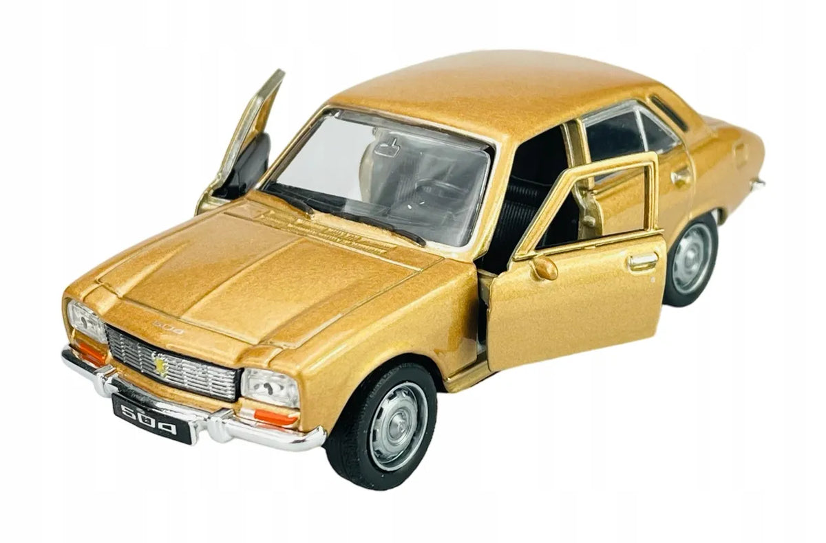 Welly Old Timer 1975 m. Peugeot 504, aukso spalvos, 1:34, naujas metalinis automobilio modelis, 42394