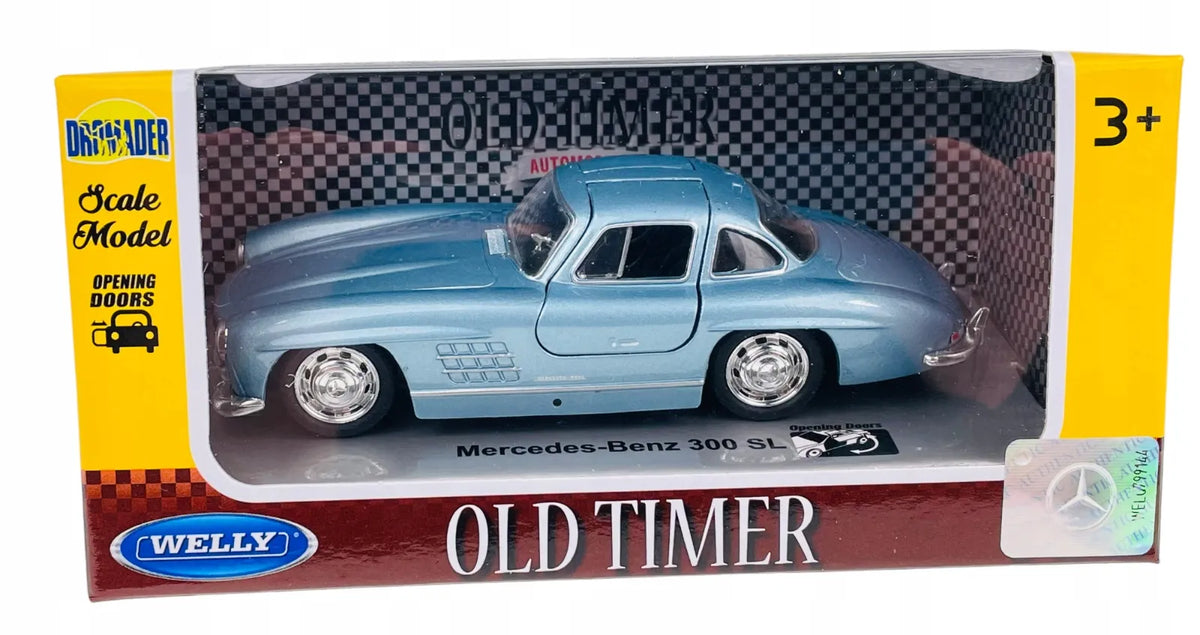 Welly Old Timer Mercedes-Benz 300SL Gullwing mėlynas metalinis modelis 1:34