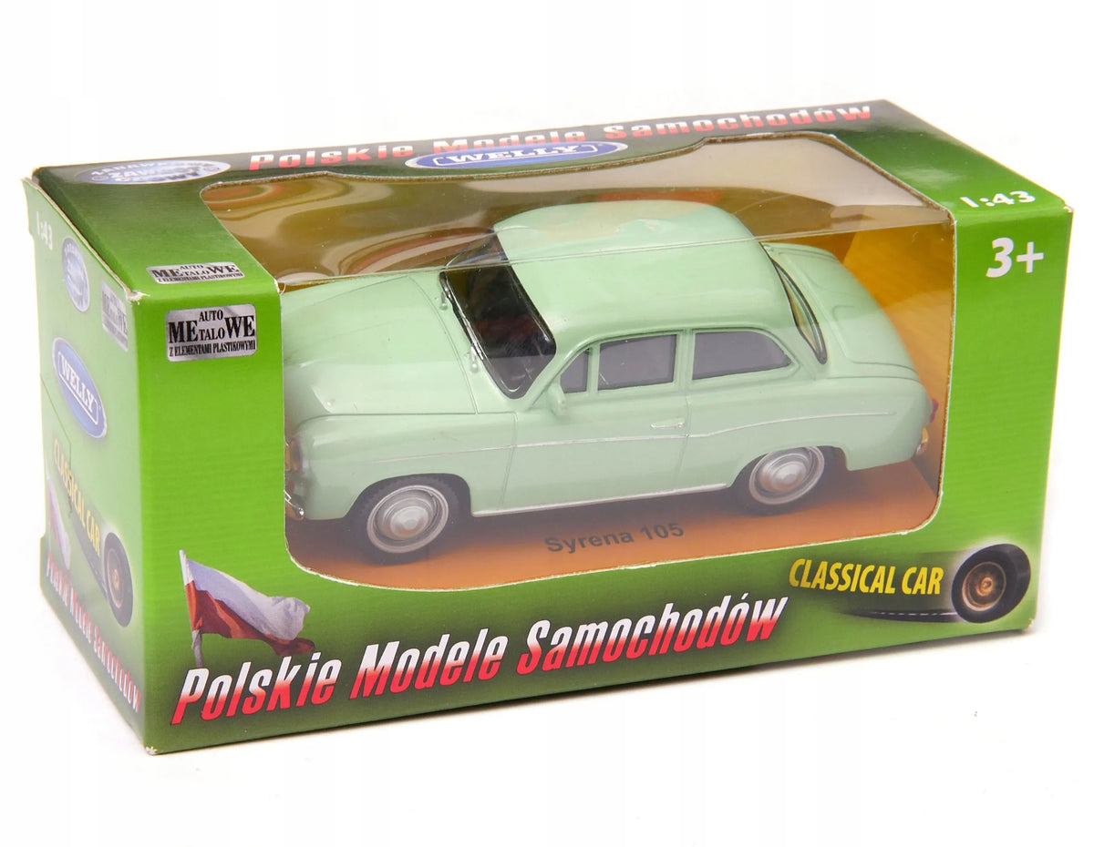 Welly „Syrena 105“ 1:43 mastelio modelis, žalias, legendinis PRL automobilis