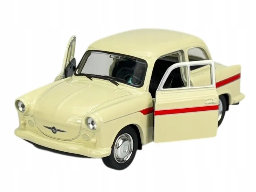 Welly Trabant P50 / P60 smėlio spalvos 1:34 – naujas metalinis legendinio automobilio modelis