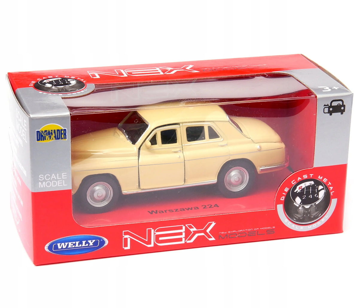 WELLY „Warszawa 224“ – PRL legendos, 1:34 mastelis, kreminės spalvos