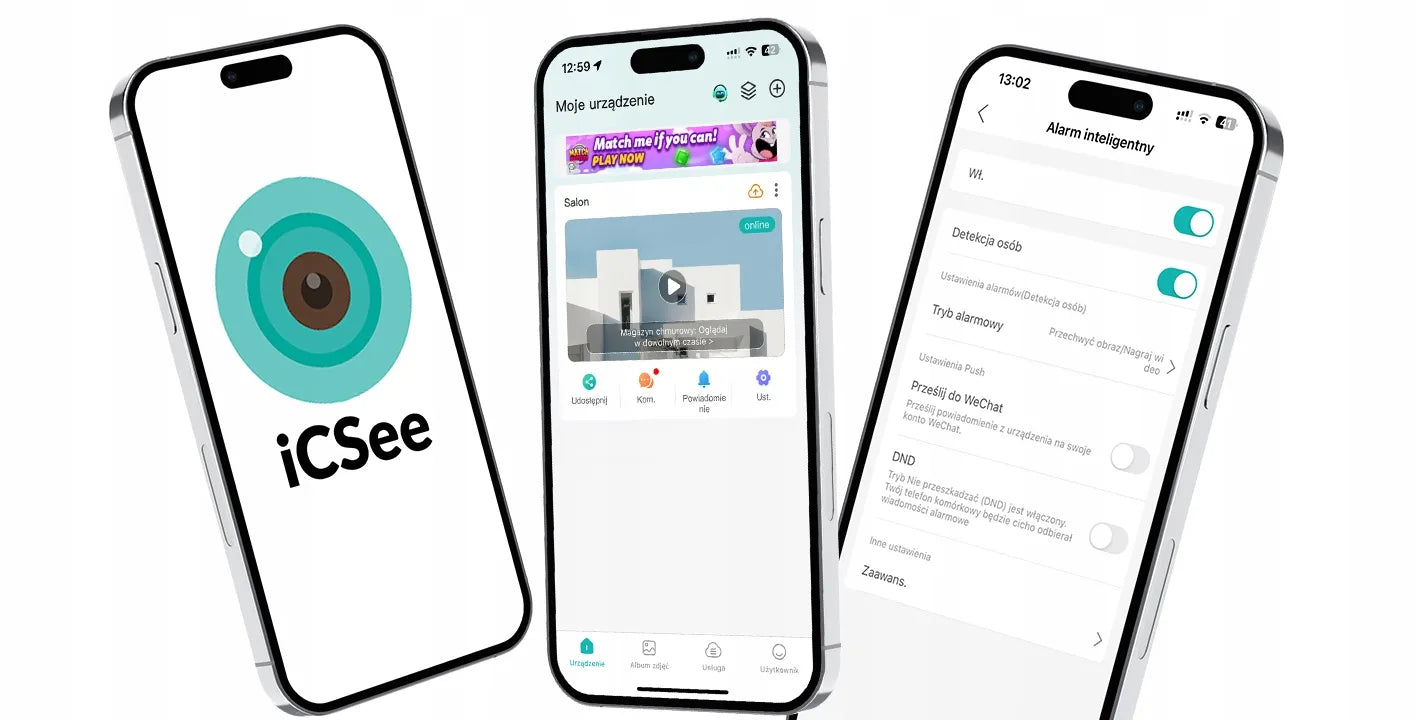 WIFI kamera 6MP besisukanti su dviem objektyvais IR dviguba HD iCSee SMART IP65 PTZ
