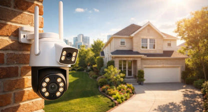 WIFI kamera 6MP besisukanti su dviem objektyvais IR dviguba HD iCSee SMART IP65 PTZ