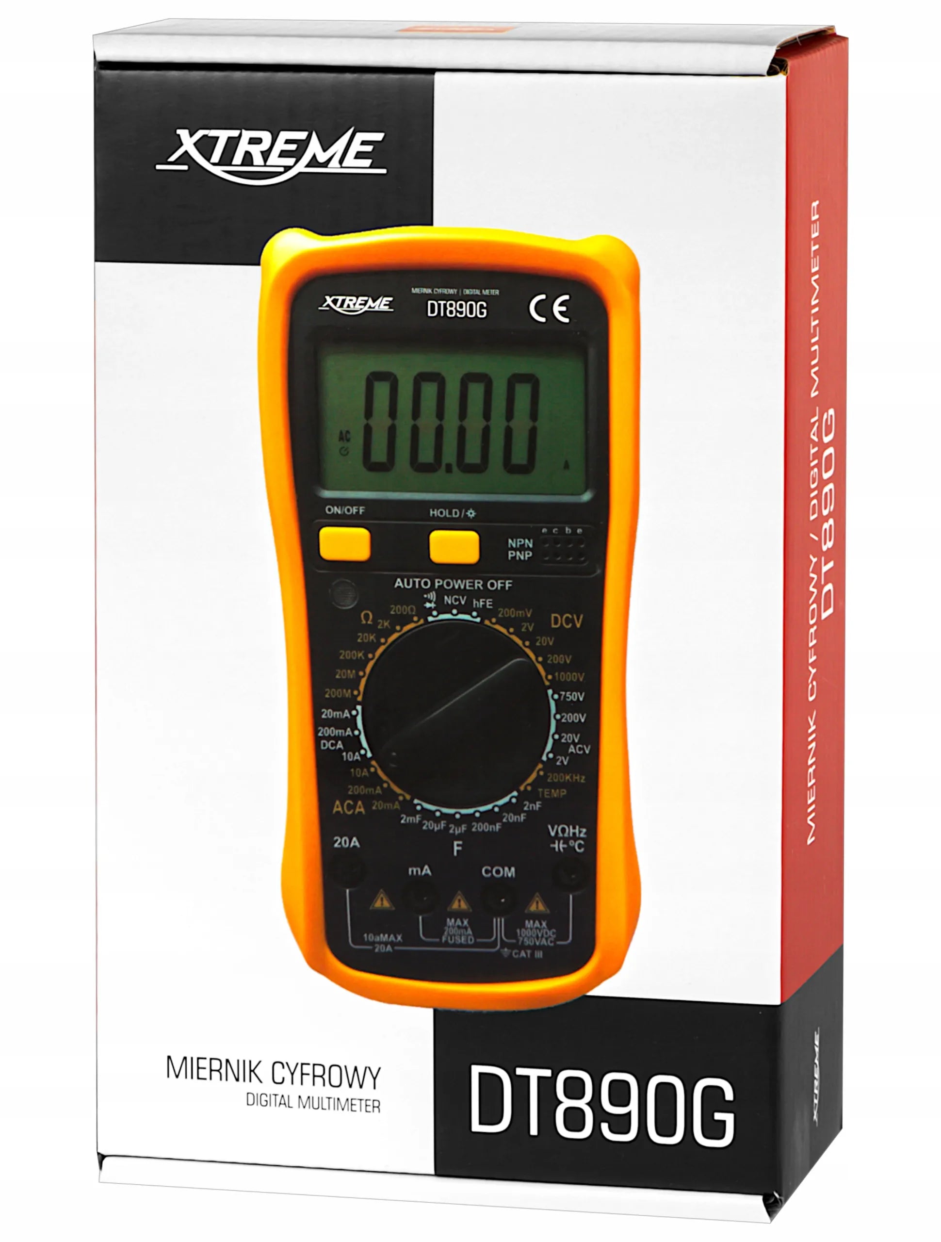 XTREME DT890G skaitmeninis universalus multimetras su LCD ekranu ir temperatūros matavimo funkcija