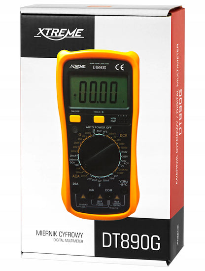 XTREME DT890G skaitmeninis universalus multimetras su LCD ekranu ir temperatūros matavimo funkcija