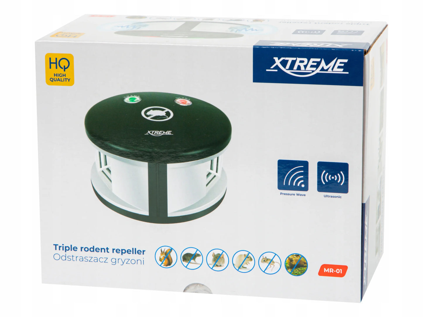 XTREME ultragarsinis graužikų, pelių, žiurkių ir kiaunių baidyklė iki 150m² 90-110dB