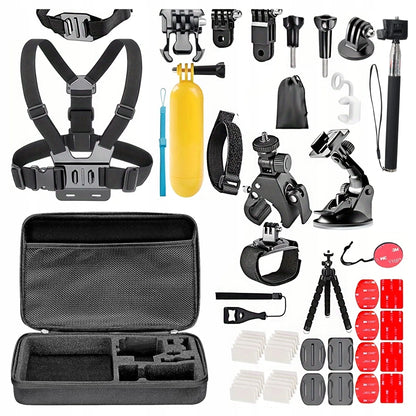 XXL priedų rinkinys GoPro Hero 13 12 11 10 9, 55in1 su dėklu ir diržais