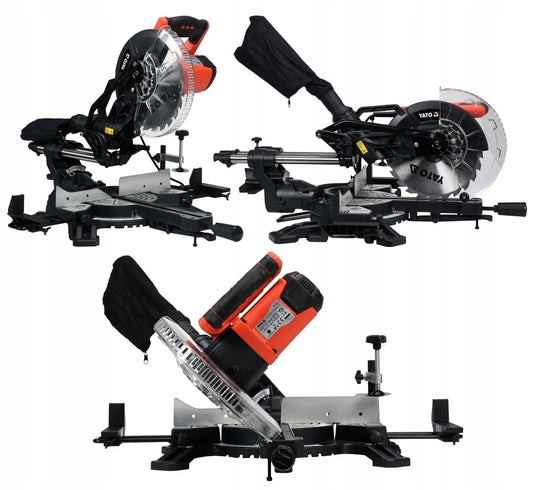 YATO skersinio pjovimo pjūklas 1800W su stumdoma funkcija ir lazeriu 255mm YT-82173