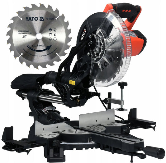 YATO skersinio pjovimo pjūklas 1800W su stumdoma funkcija ir lazeriu 255mm YT-82173