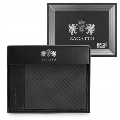 „ZAGATTO“ juoda vertikali vyriška odinė piniginė su RFID apsauga