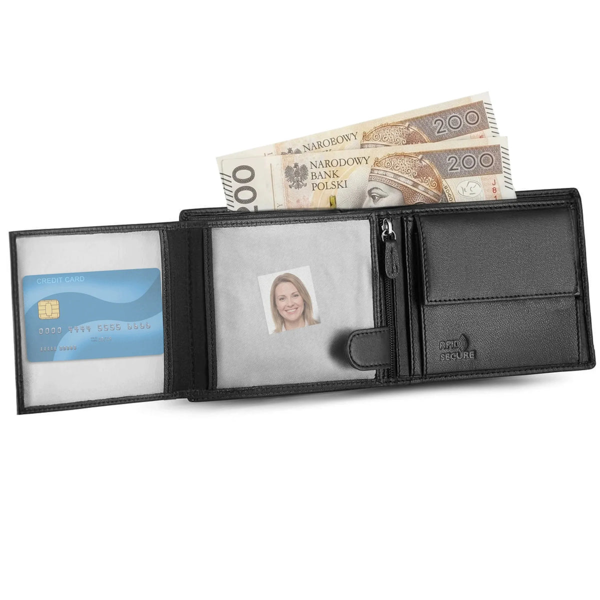 „Zagatto“ vyriška juoda horizontali natūralios odos piniginė su RFID apsauga