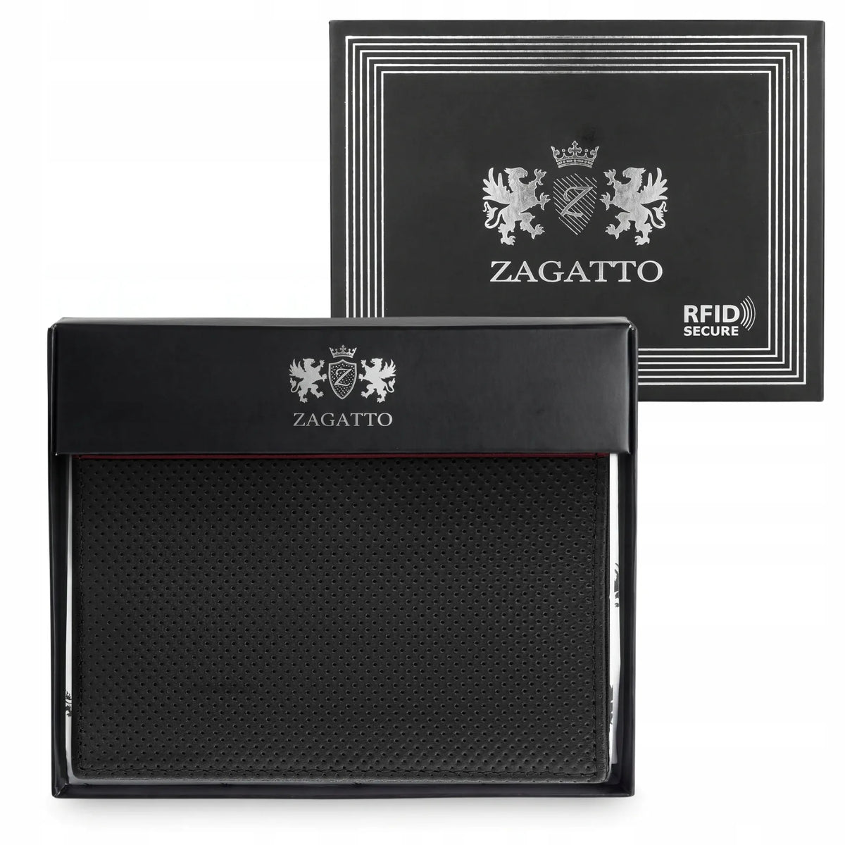 „ZAGATTO“ vyriška juoda vertikali natūralios odos piniginė su RFID apsauga