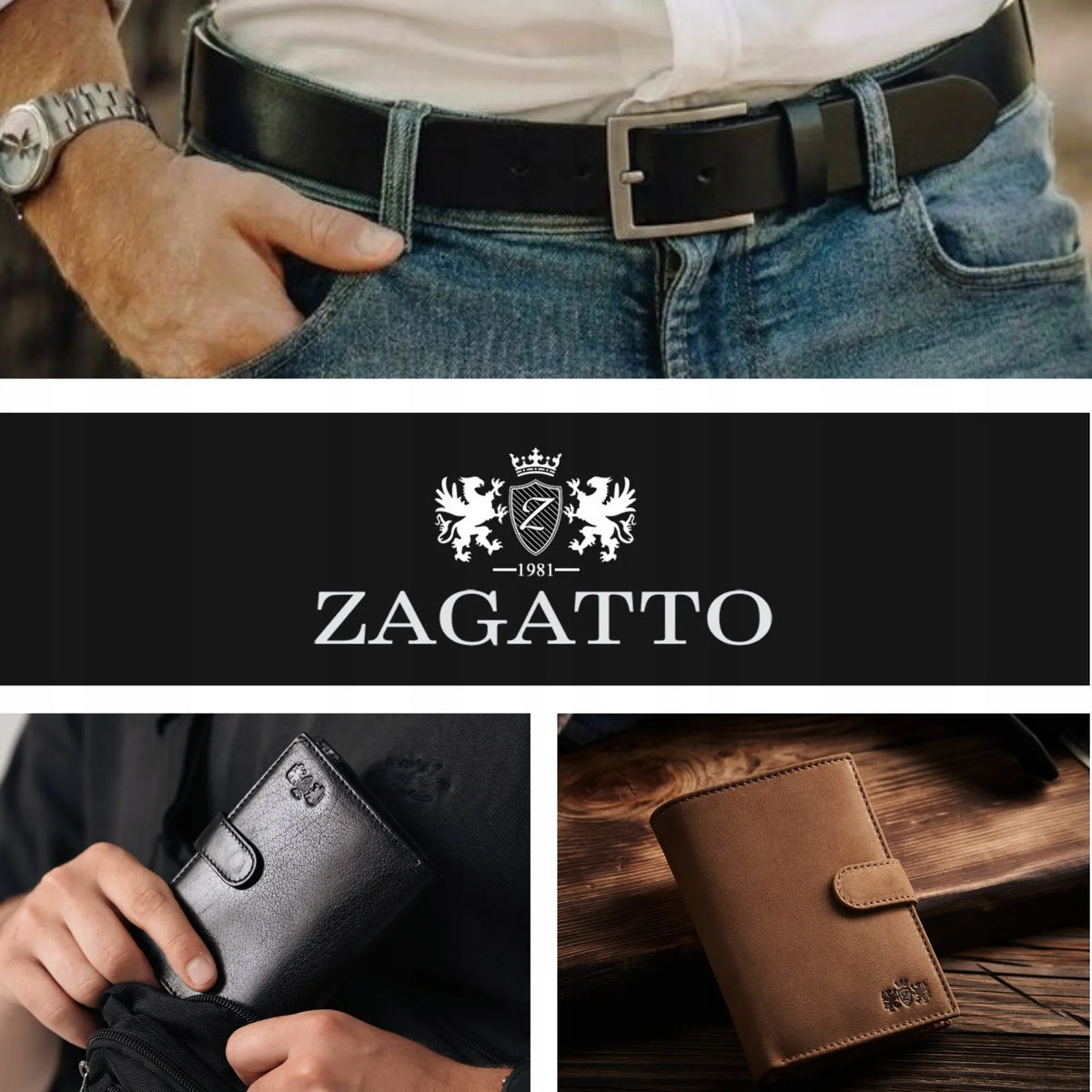„ZAGATTO“ vyriška juoda vertikali natūralios odos piniginė su RFID apsauga