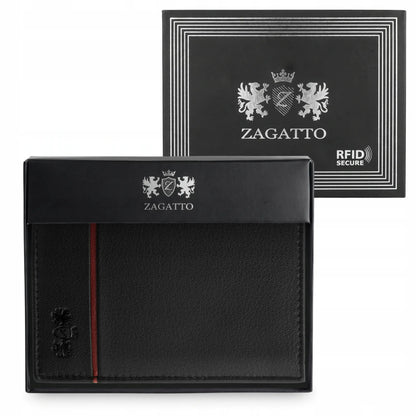 „ZAGATTO“ vyriška vertikali juoda natūralios odos piniginė su RFID apsauga
