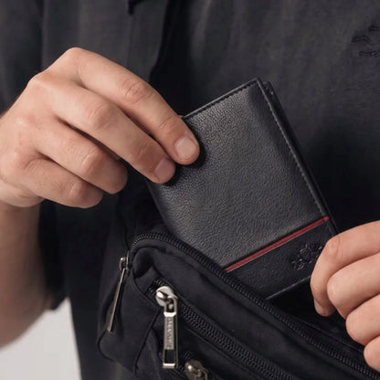 „ZAGATTO“ vyriška vertikali juoda natūralios odos piniginė su RFID apsauga