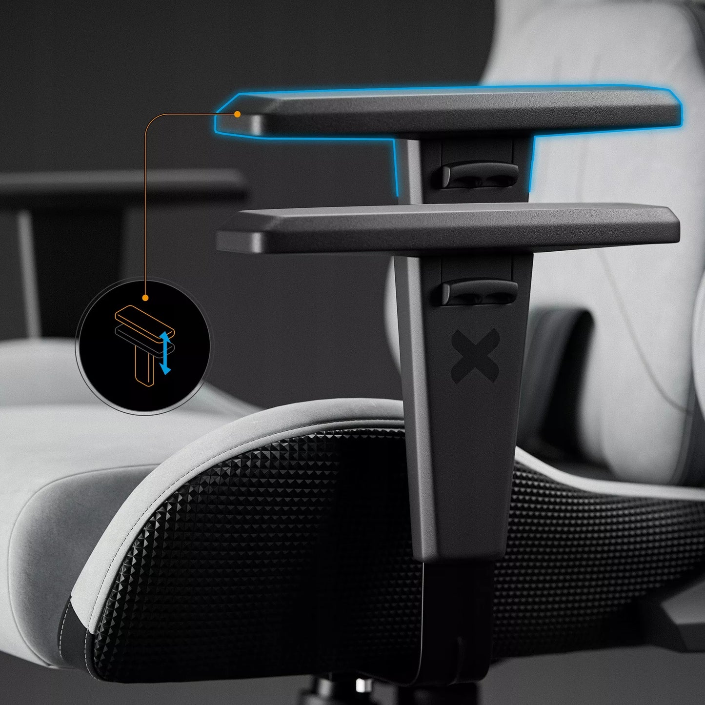 Žaidimų kėdė Diablo Chairs X.One Prime, pilkas audinys
