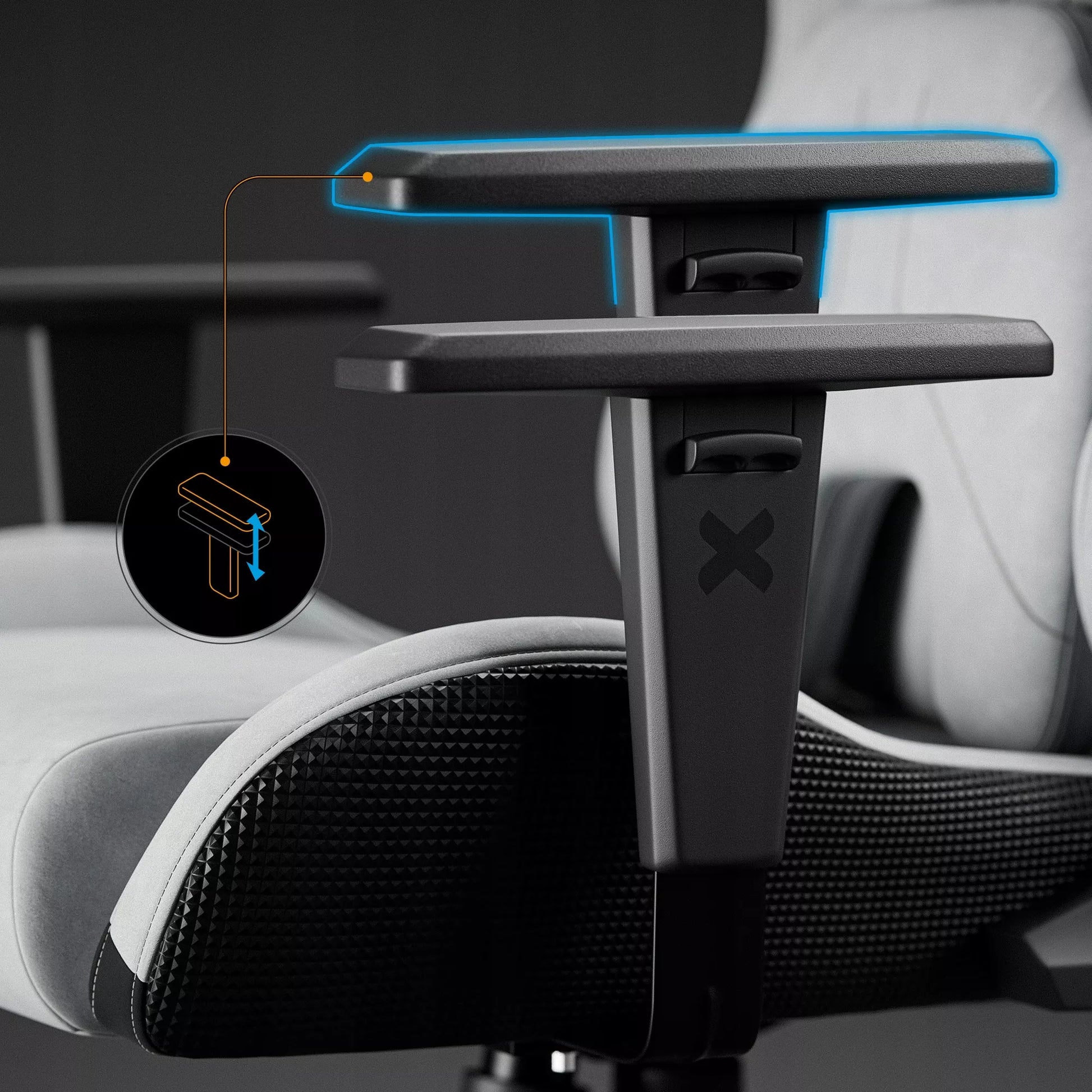 Žaidimų kėdė Diablo Chairs X.One Prime, pilkas audinys
