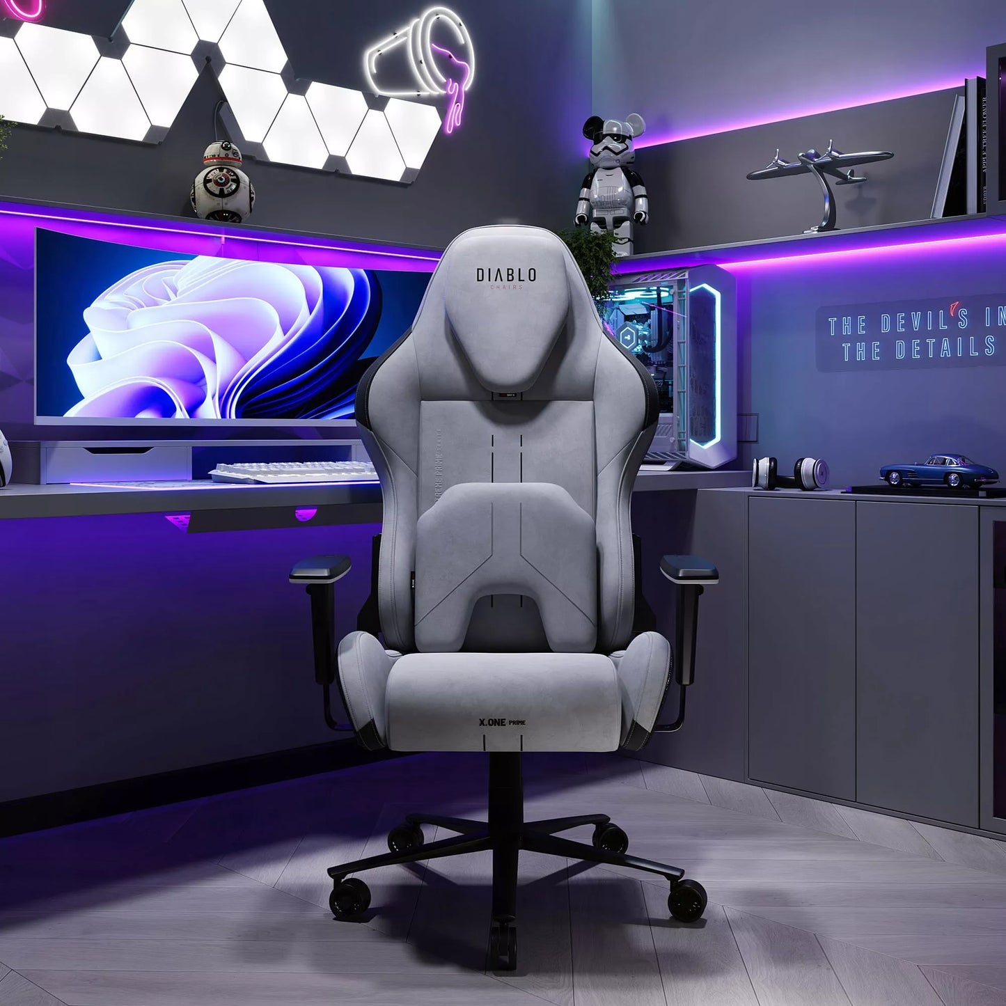 Žaidimų kėdė Diablo Chairs X.One Prime, pilkas audinys