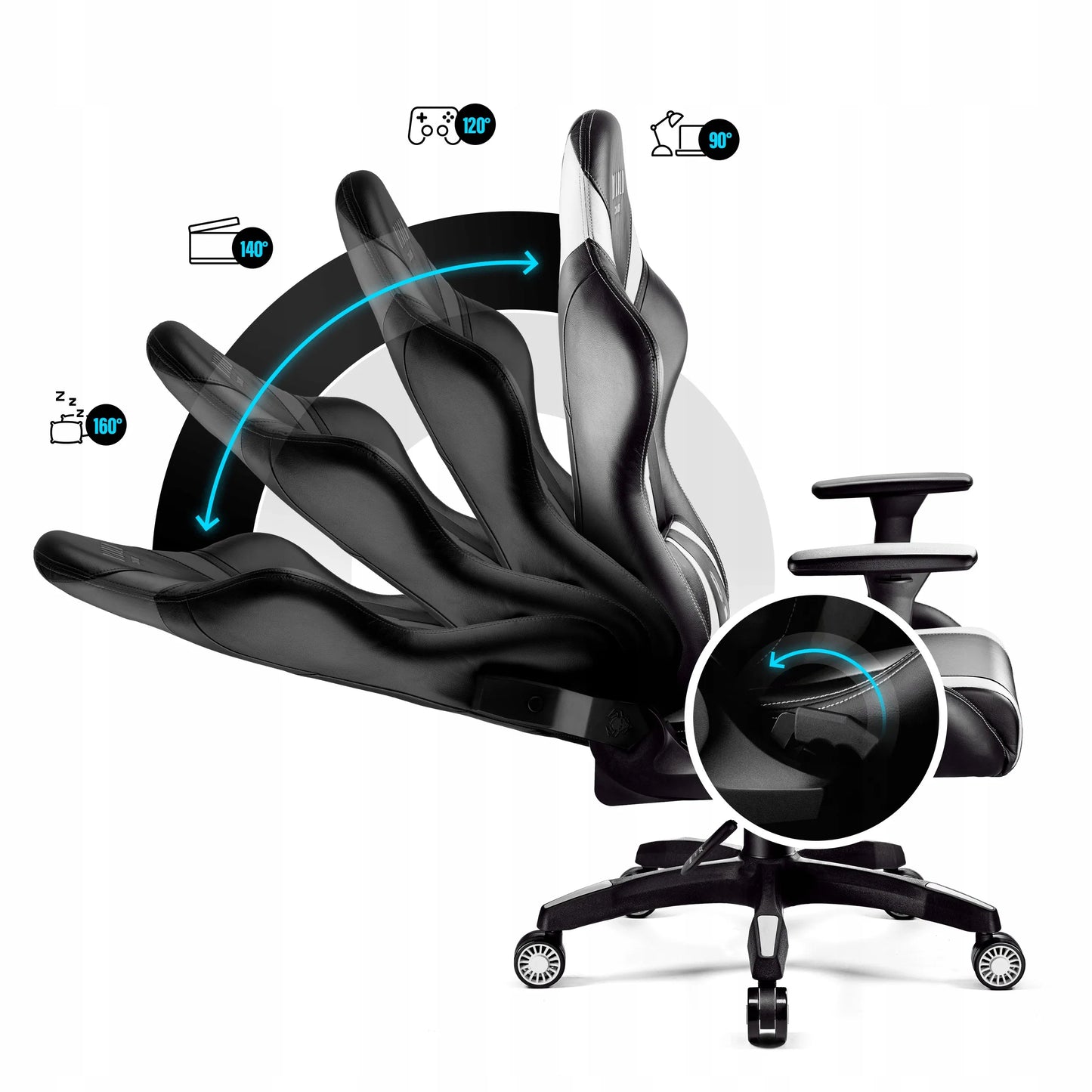 Žaidimų kėdė Diablo X-Horn 2.0 Normal Size, juoda ir balta