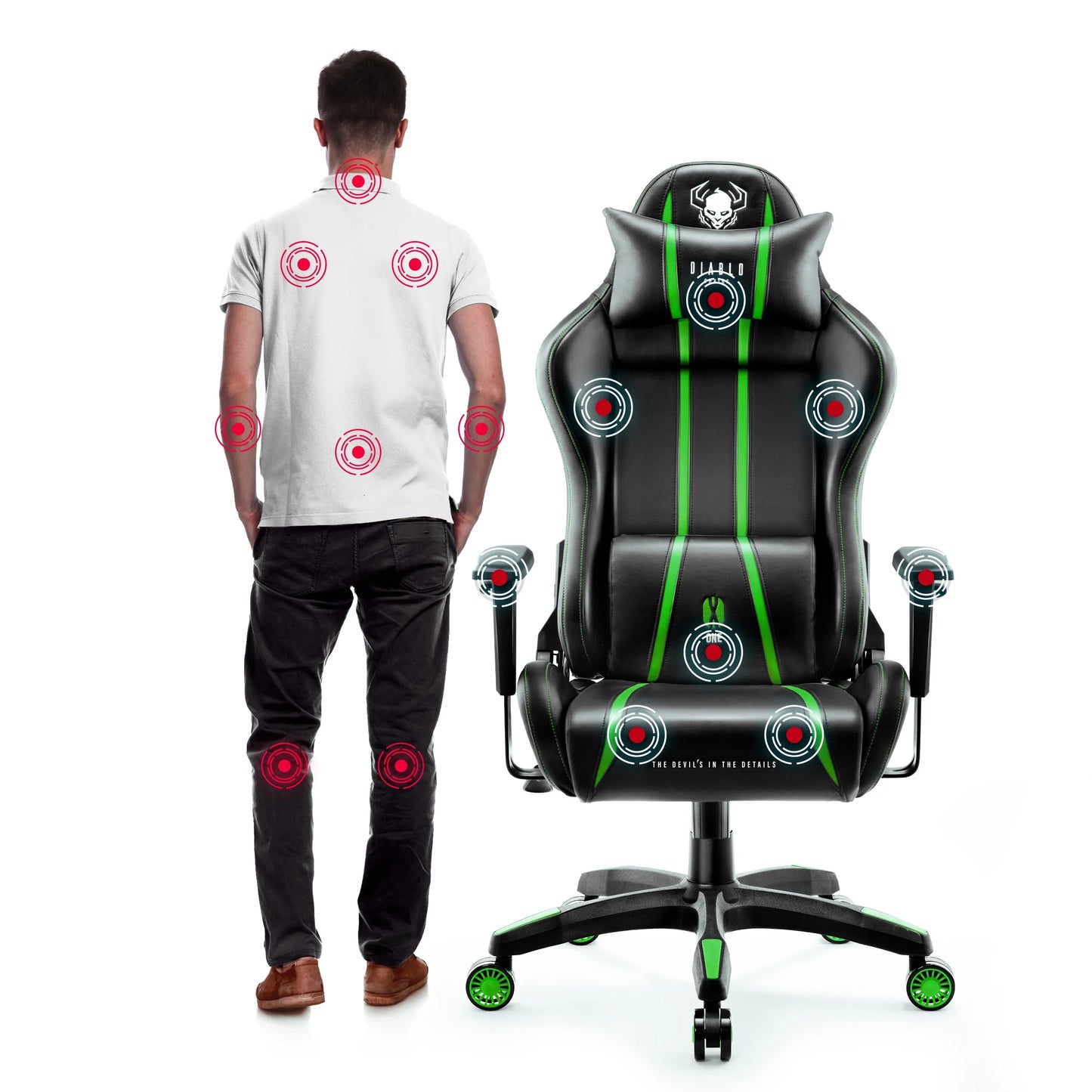Žaidimų kėdė Diablo X-One 2.0 Normal Size, Juoda-žalia