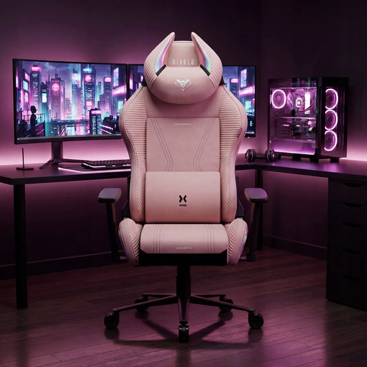 Žaidimų kėdė rožinė audinio Diablo Chairs X-Horn 2.0 Normal Rainbow Pink