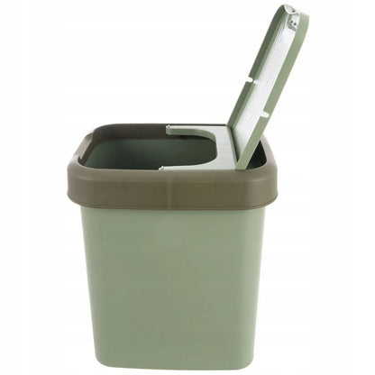 Žalias plastikinis šiukšlių kibiras su dangčiu, 12 l