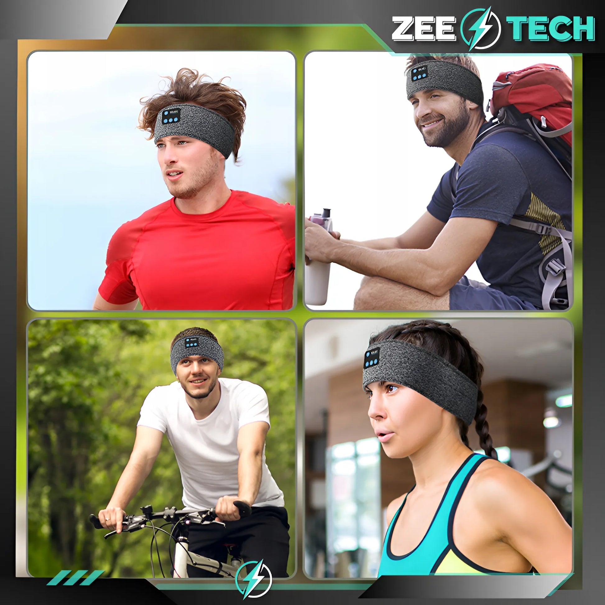 ZeeTech „Bluetooth“ sportinė galvos juosta bėgiojimui, miegui ir akims su mikrofonu