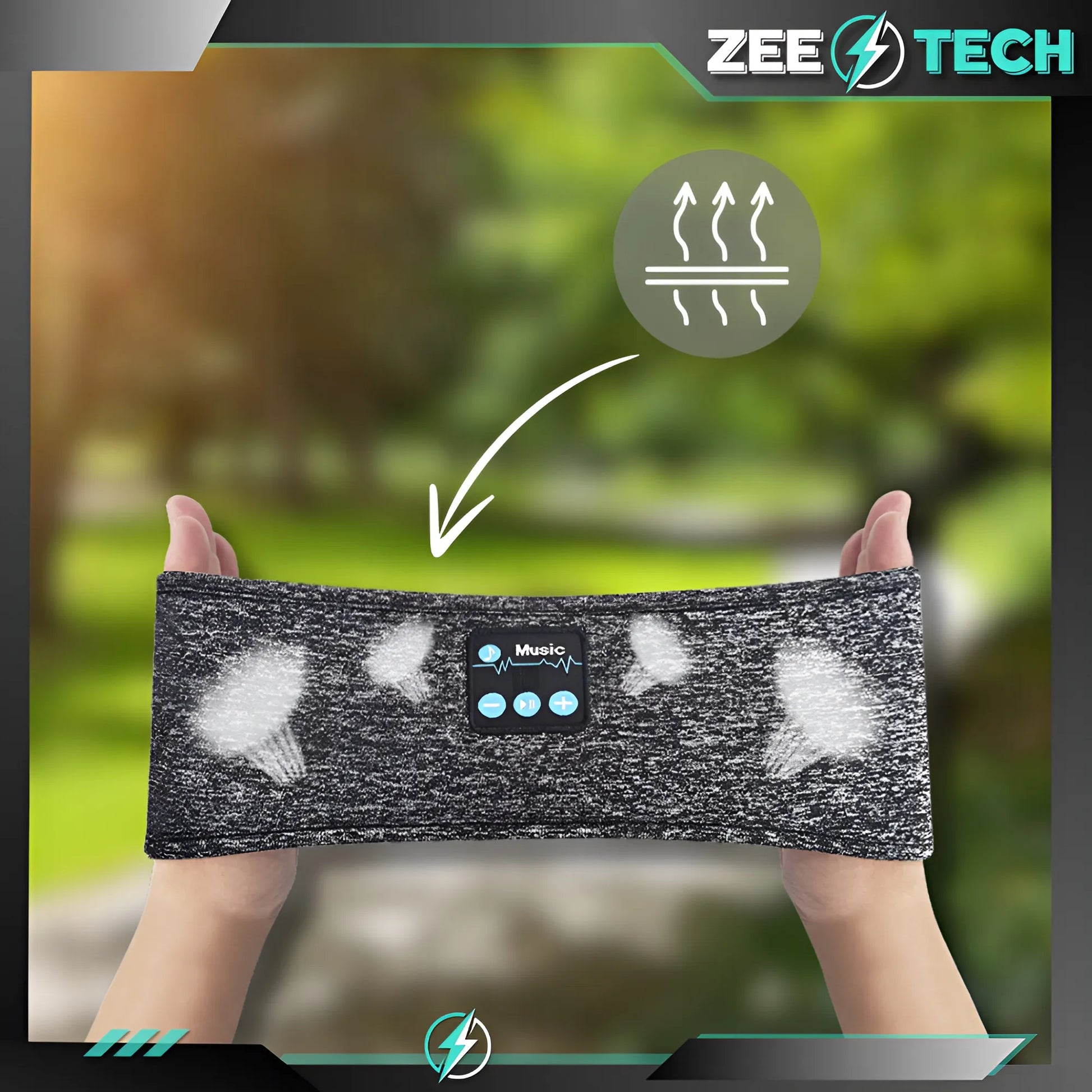 ZeeTech „Bluetooth“ sportinė galvos juosta bėgiojimui, miegui ir akims su mikrofonu