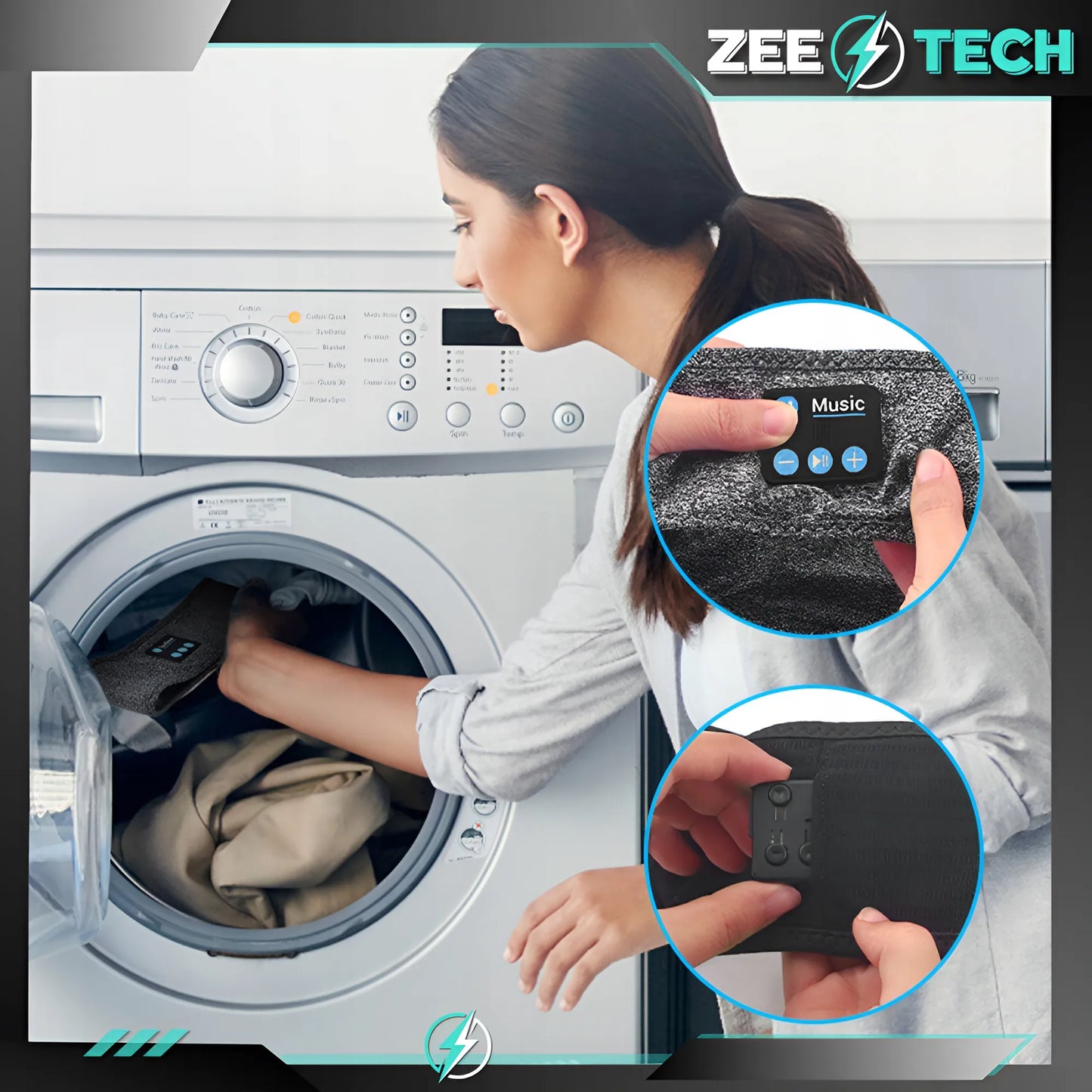 ZeeTech „Bluetooth“ sportinė galvos juosta bėgiojimui, miegui ir akims su mikrofonu