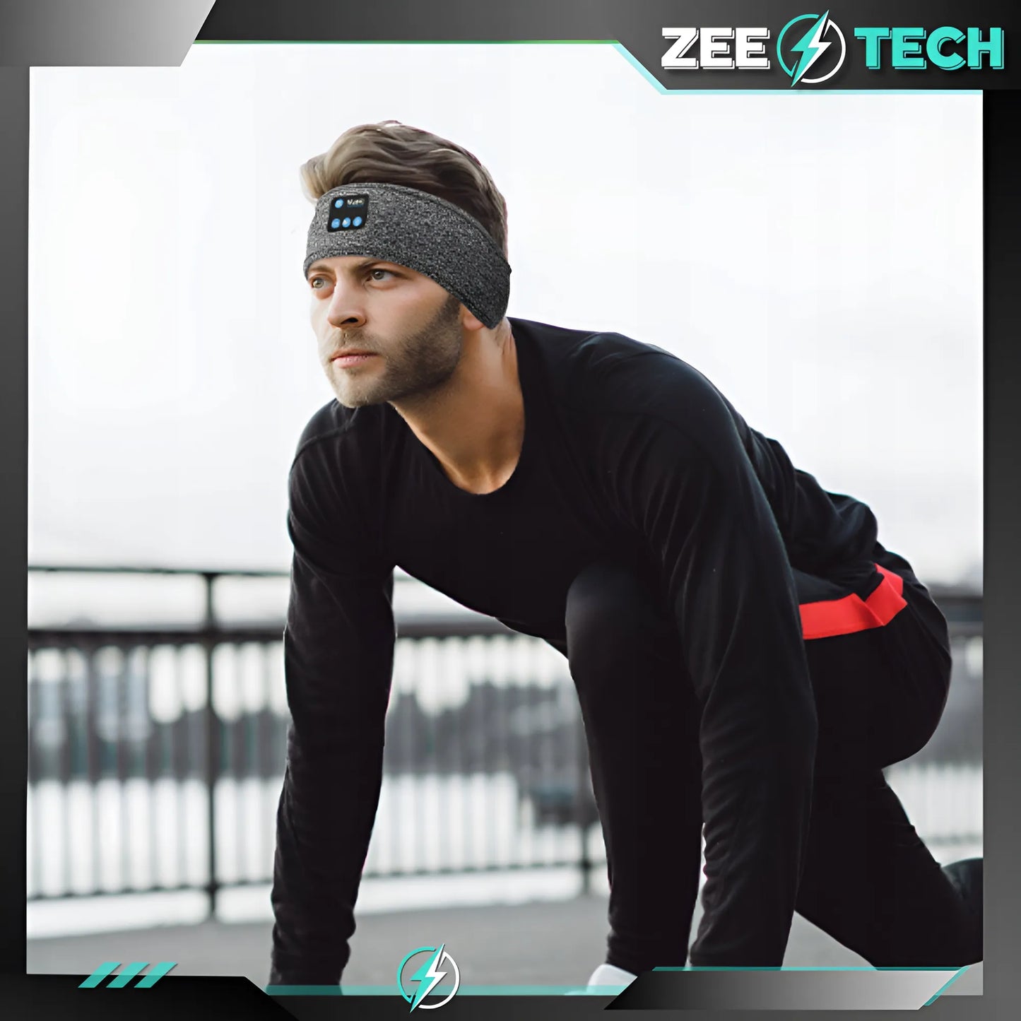 ZeeTech „Bluetooth“ sportinė galvos juosta bėgiojimui, miegui ir akims su mikrofonu