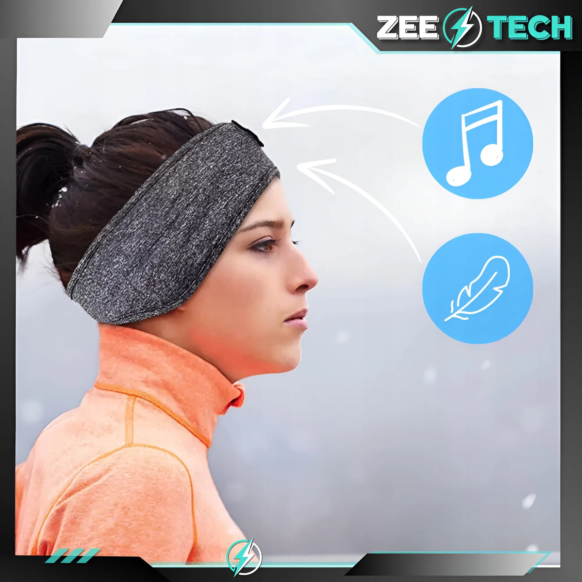 ZeeTech „Bluetooth“ sportinė galvos juosta bėgiojimui, miegui ir akims su mikrofonu