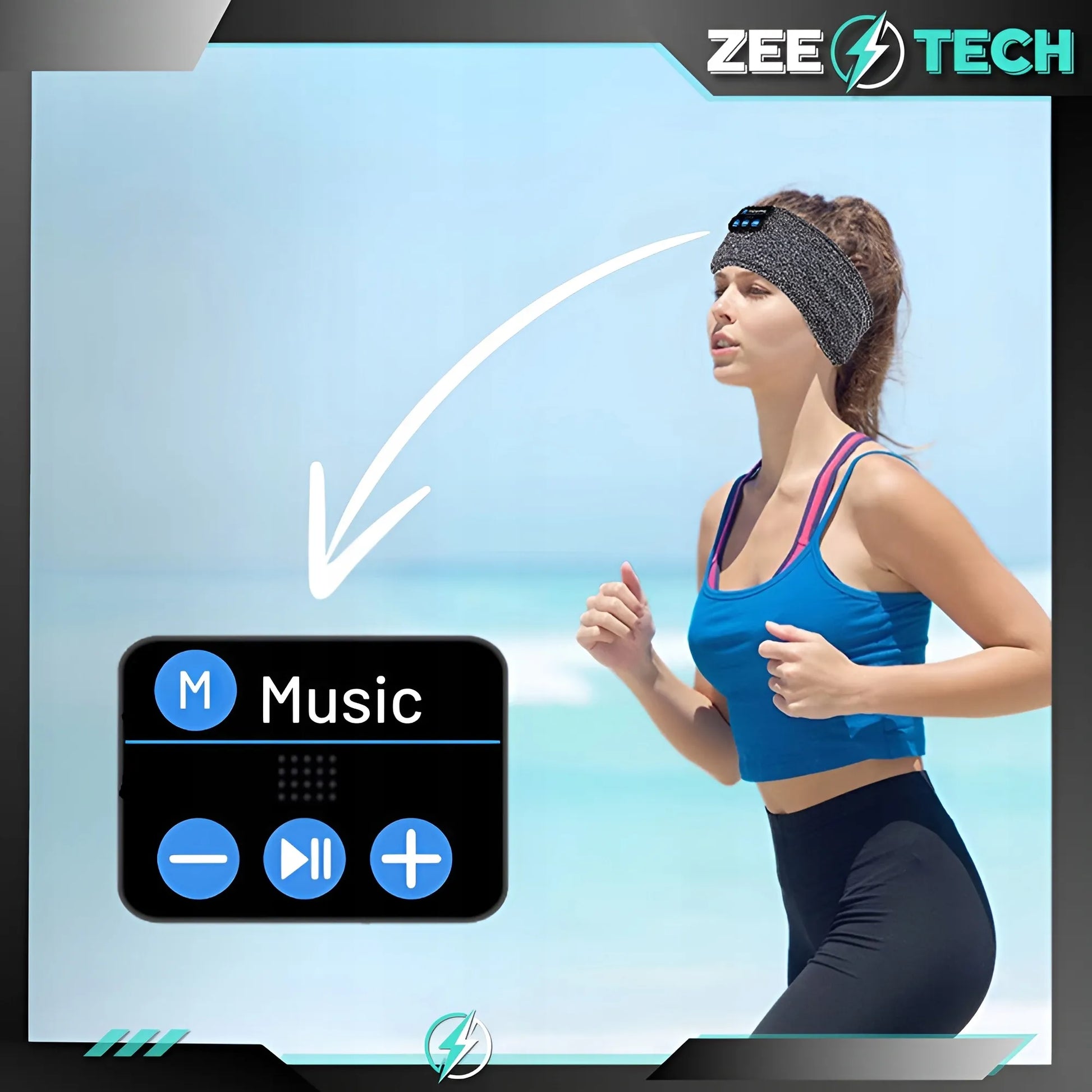 ZeeTech „Bluetooth“ sportinė galvos juosta bėgiojimui, miegui ir akims su mikrofonu
