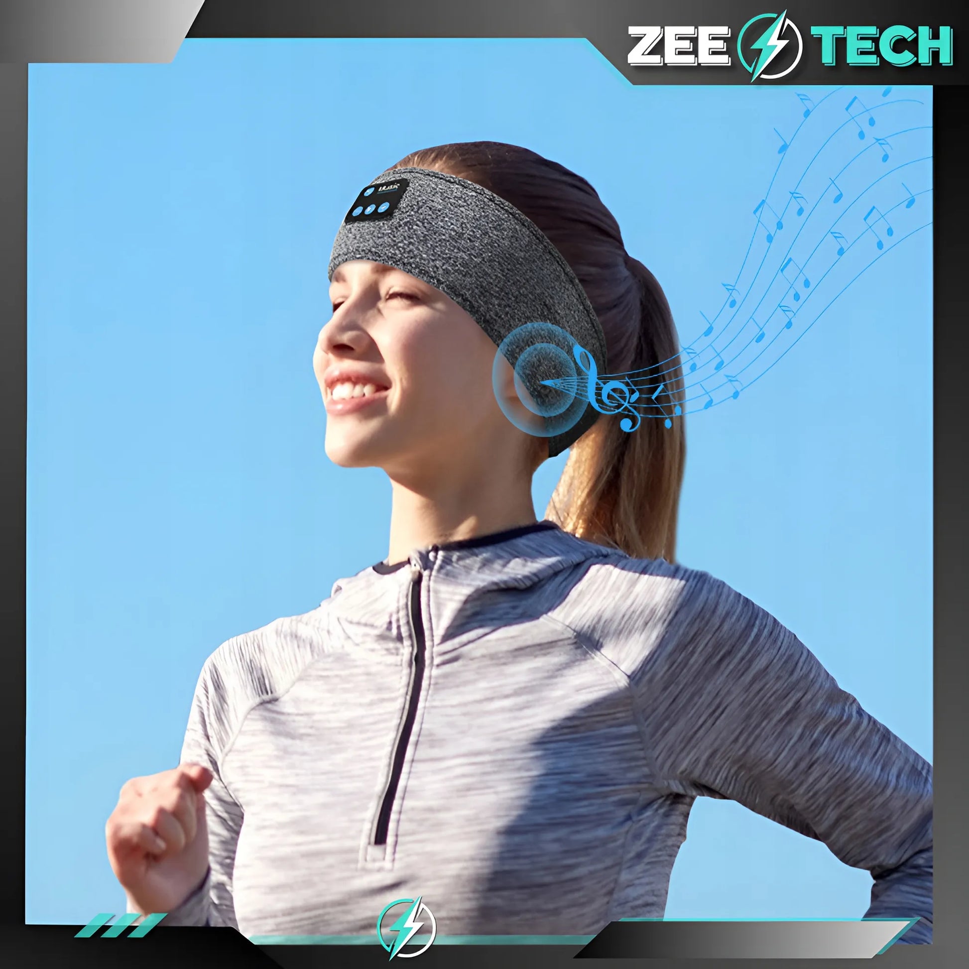 ZeeTech „Bluetooth“ sportinė galvos juosta bėgiojimui, miegui ir akims su mikrofonu