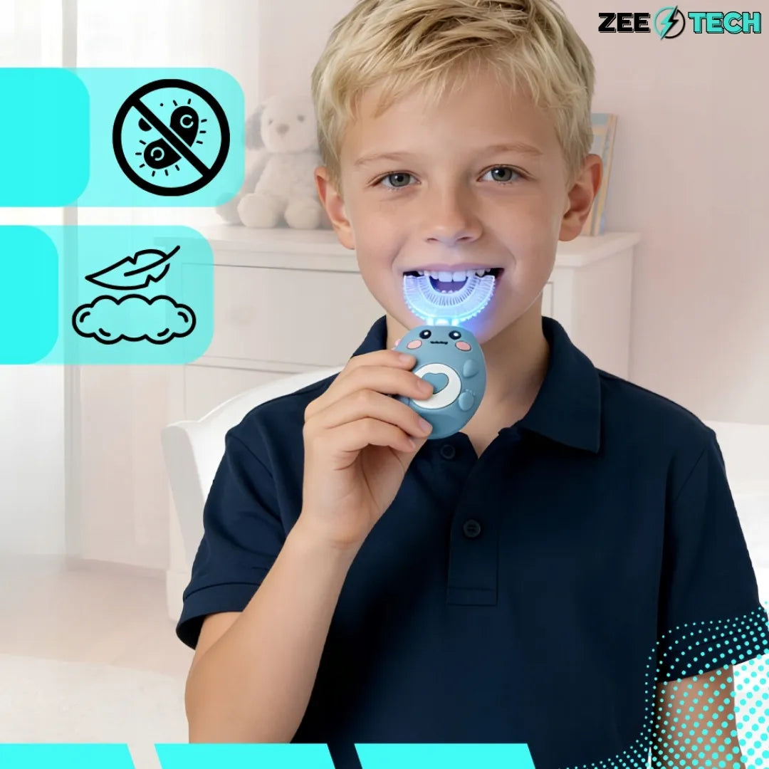 „ZeeTech“ elektrinis 360° dantų šepetėlis vaikams, 2–12 metų, 45 sek.